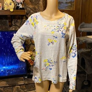 LOFT Spring Floral 100% Cotton Long Sleeve Top